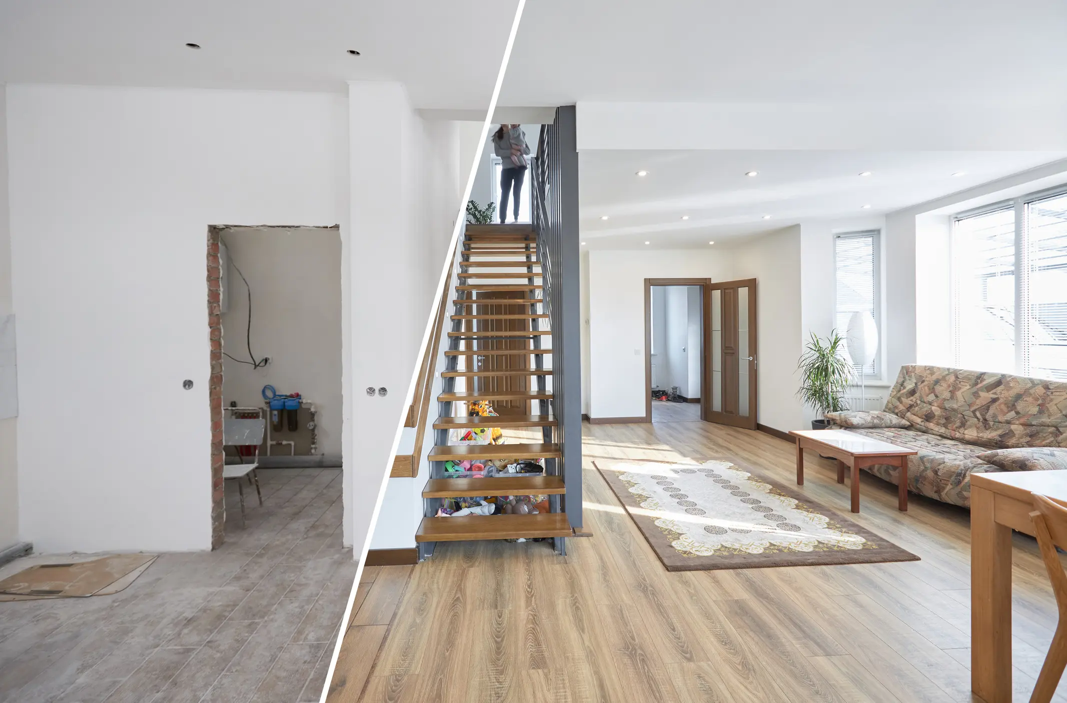Before and after interior