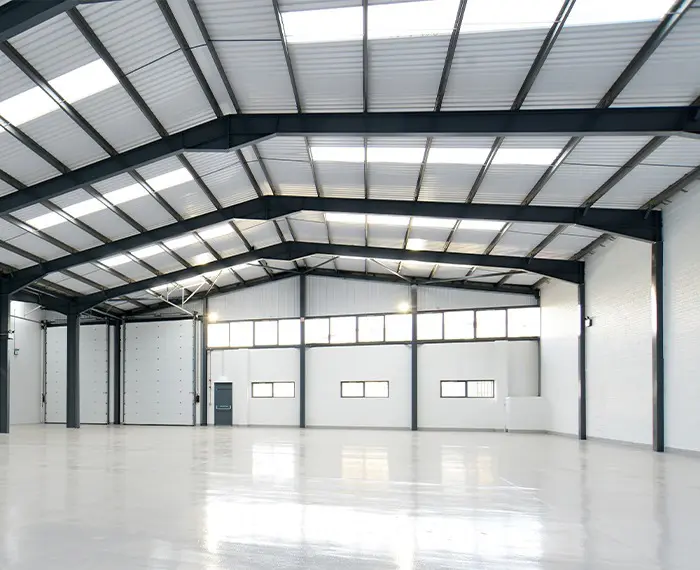 Inside of a steel building