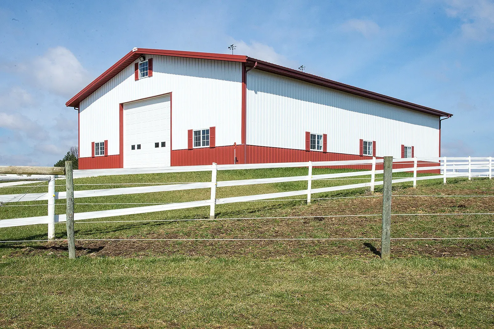 Red and White Steel Building